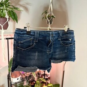 Grane Denim Shorts Low Rise Distressed Frayed Hem Juniors Size 5